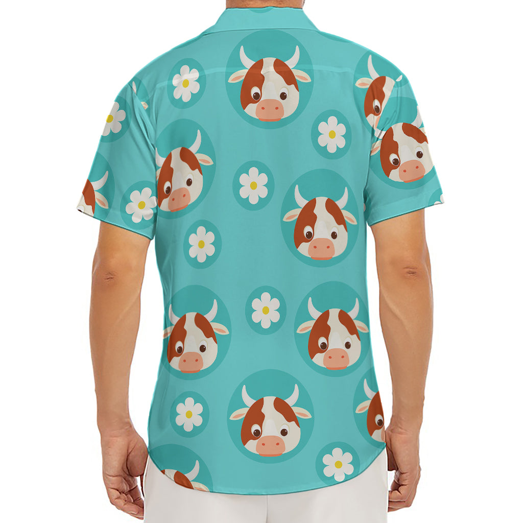 Cute Cow And Daisy Flower Pattern Print Men's Deep V-Neck Shirt