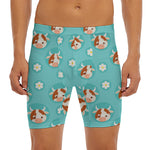 Cute Cow And Daisy Flower Pattern Print Men's Long Boxer Briefs