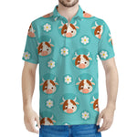 Cute Cow And Daisy Flower Pattern Print Men's Polo Shirt
