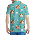 Cute Cow And Daisy Flower Pattern Print Men's Polo Shirt