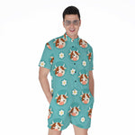 Cute Cow And Daisy Flower Pattern Print Men's Rompers