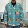 Cute Cow And Daisy Flower Pattern Print Men's Shirt Jacket