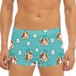 Cute Cow And Daisy Flower Pattern Print Men's Short Boxer Briefs