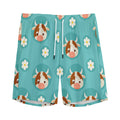 Cute Cow And Daisy Flower Pattern Print Men's Athletic Shorts