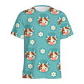 Cute Cow And Daisy Flower Pattern Print Men's Athletic T-Shirt
