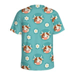 Cute Cow And Daisy Flower Pattern Print Men's Sports T-Shirt