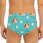 Cute Cow And Daisy Flower Pattern Print Men's Triangle Swim Briefs