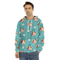 Cute Cow And Daisy Flower Pattern Print Men's Velvet Pullover Hoodie