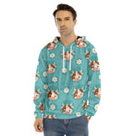 Cute Cow And Daisy Flower Pattern Print Men's Velvet Pullover Hoodie