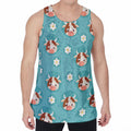 Cute Cow And Daisy Flower Pattern Print Men's Velvet Tank Top