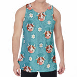 Cute Cow And Daisy Flower Pattern Print Men's Velvet Tank Top