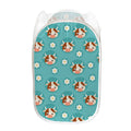 Cute Cow And Daisy Flower Pattern Print Mesh Laundry Hamper