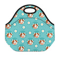 Cute Cow And Daisy Flower Pattern Print Neoprene Lunch Bag