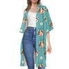 Cute Cow And Daisy Flower Pattern Print Open Front Beach Cover Up