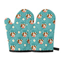 Cute Cow And Daisy Flower Pattern Print Oven Mitts