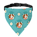 Cute Cow And Daisy Flower Pattern Print Over The Collar Dog Bandana