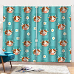 Cute Cow And Daisy Flower Pattern Print Pencil Pleat Curtains