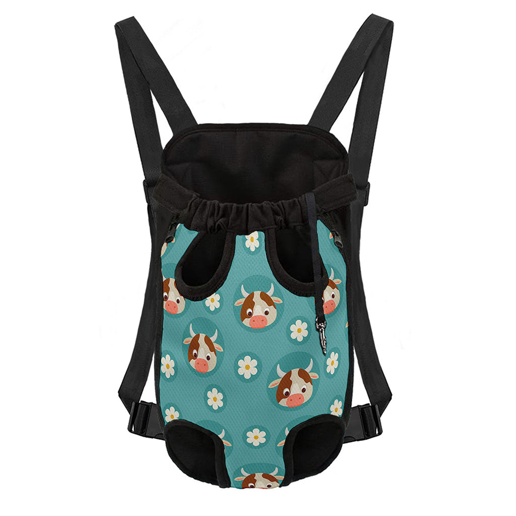 Cute Cow And Daisy Flower Pattern Print Pet Carrier Backpack