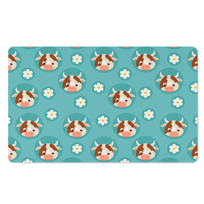 Cute Cow And Daisy Flower Pattern Print Polyester Doormat