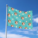 Cute Cow And Daisy Flower Pattern Print Polyester Flag