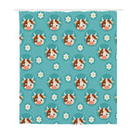 Cute Cow And Daisy Flower Pattern Print Polyester Shower Curtain