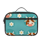 Cute Cow And Daisy Flower Pattern Print Portable Lunch Bag