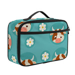 Cute Cow And Daisy Flower Pattern Print Portable Lunch Bag
