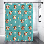 Cute Cow And Daisy Flower Pattern Print Premium Shower Curtain