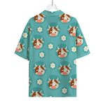Cute Cow And Daisy Flower Pattern Print Rayon Hawaiian Shirt