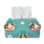 Cute Cow And Daisy Flower Pattern Print Rectangle Tissue Box Cover