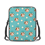 Cute Cow And Daisy Flower Pattern Print Rectangular Crossbody Bag