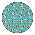 Cute Cow And Daisy Flower Pattern Print Round Floor Mat
