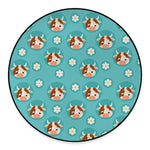 Cute Cow And Daisy Flower Pattern Print Round Floor Mat