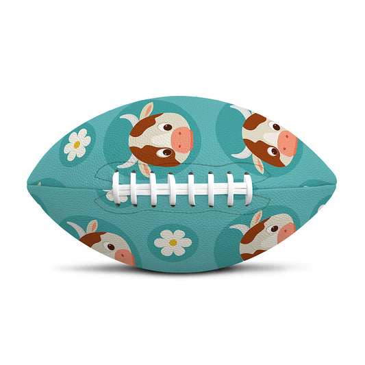 Cute Cow And Daisy Flower Pattern Print Rugby Ball
