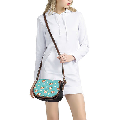 Cute Cow And Daisy Flower Pattern Print Saddle Bag