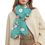 Cute Cow And Daisy Flower Pattern Print Scarf