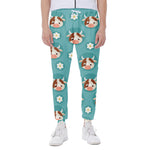 Cute Cow And Daisy Flower Pattern Print Scuba Joggers