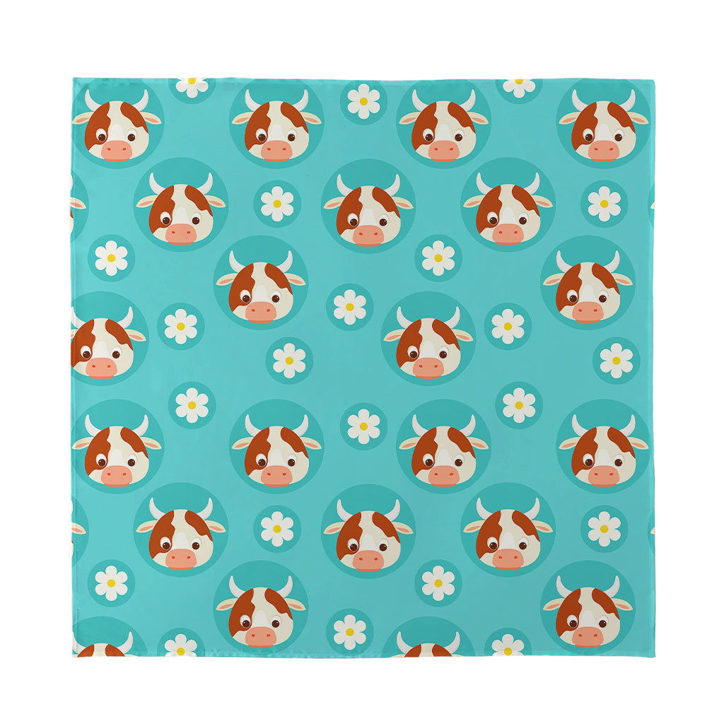 Cute Cow And Daisy Flower Pattern Print Silk Bandana