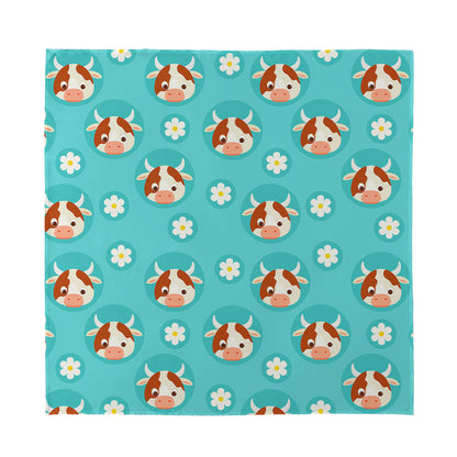 Cute Cow And Daisy Flower Pattern Print Silk Bandana