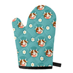 Cute Cow And Daisy Flower Pattern Print Single Oven Mitt