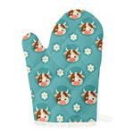 Cute Cow And Daisy Flower Pattern Print Single Oven Mitt