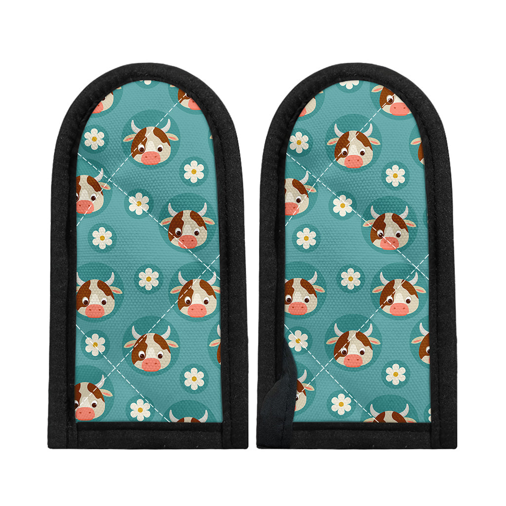 Cute Cow And Daisy Flower Pattern Print Skillet Handle Cover