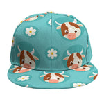 Cute Cow And Daisy Flower Pattern Print Snapback Cap