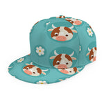 Cute Cow And Daisy Flower Pattern Print Snapback Cap