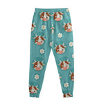Cute Cow And Daisy Flower Pattern Print Sweatpants