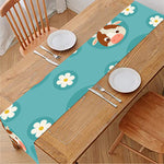 Cute Cow And Daisy Flower Pattern Print Table Runner