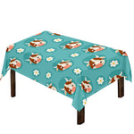 Cute Cow And Daisy Flower Pattern Print Tablecloth