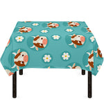 Cute Cow And Daisy Flower Pattern Print Tablecloth
