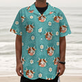 Cute Cow And Daisy Flower Pattern Print Textured Short Sleeve Shirt