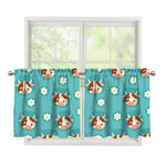 Cute Cow And Daisy Flower Pattern Print Tier Curtains